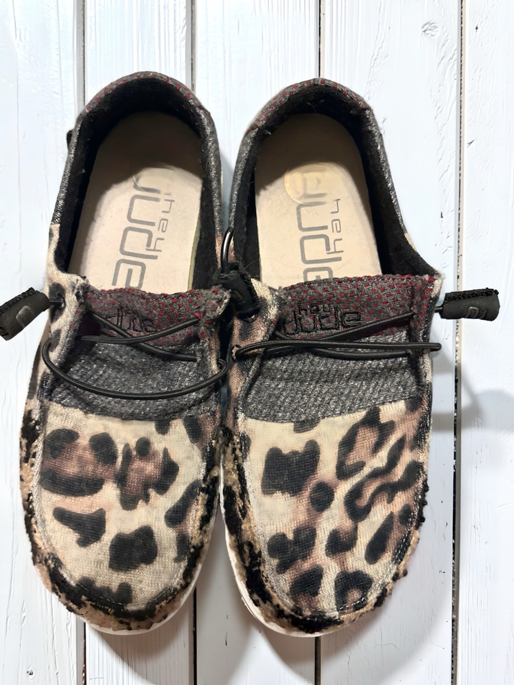 Hey Dude women Leopard Print Slip-On Sneakers - Black & Brown - Picture 3 of 4